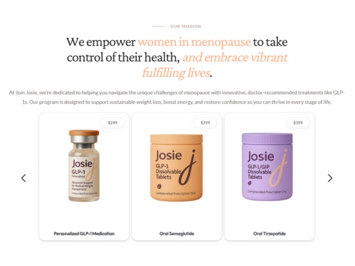 join josie - compounded glp-1 medications for menopause